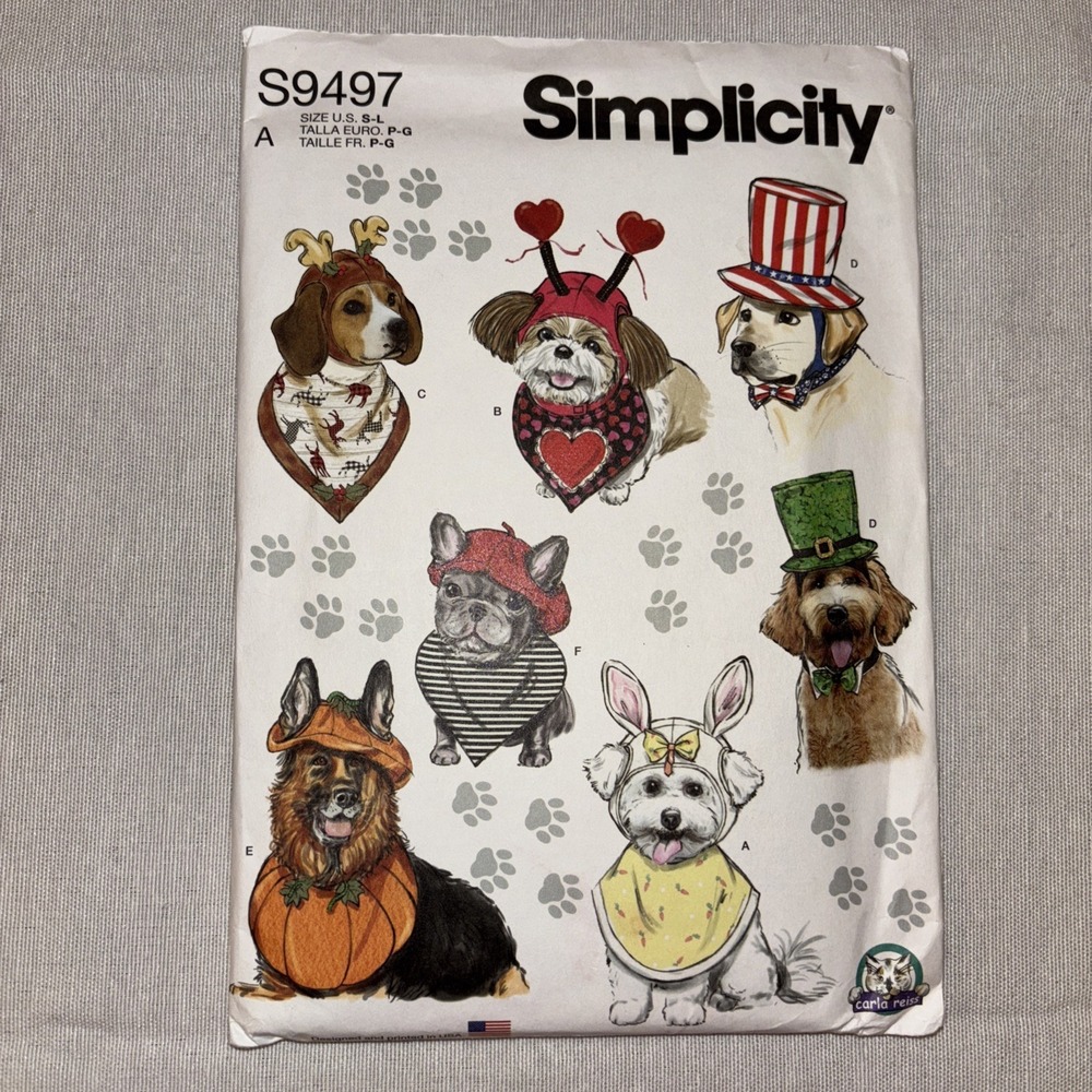 SIMPLICITY CRAFT PATTERN 9497 PET ACCESSORIES CAPS HATS BANDANA BOWTIE UNCUT NEW